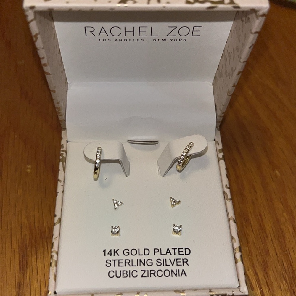 Rachel Zoe 14k gold plated earring set